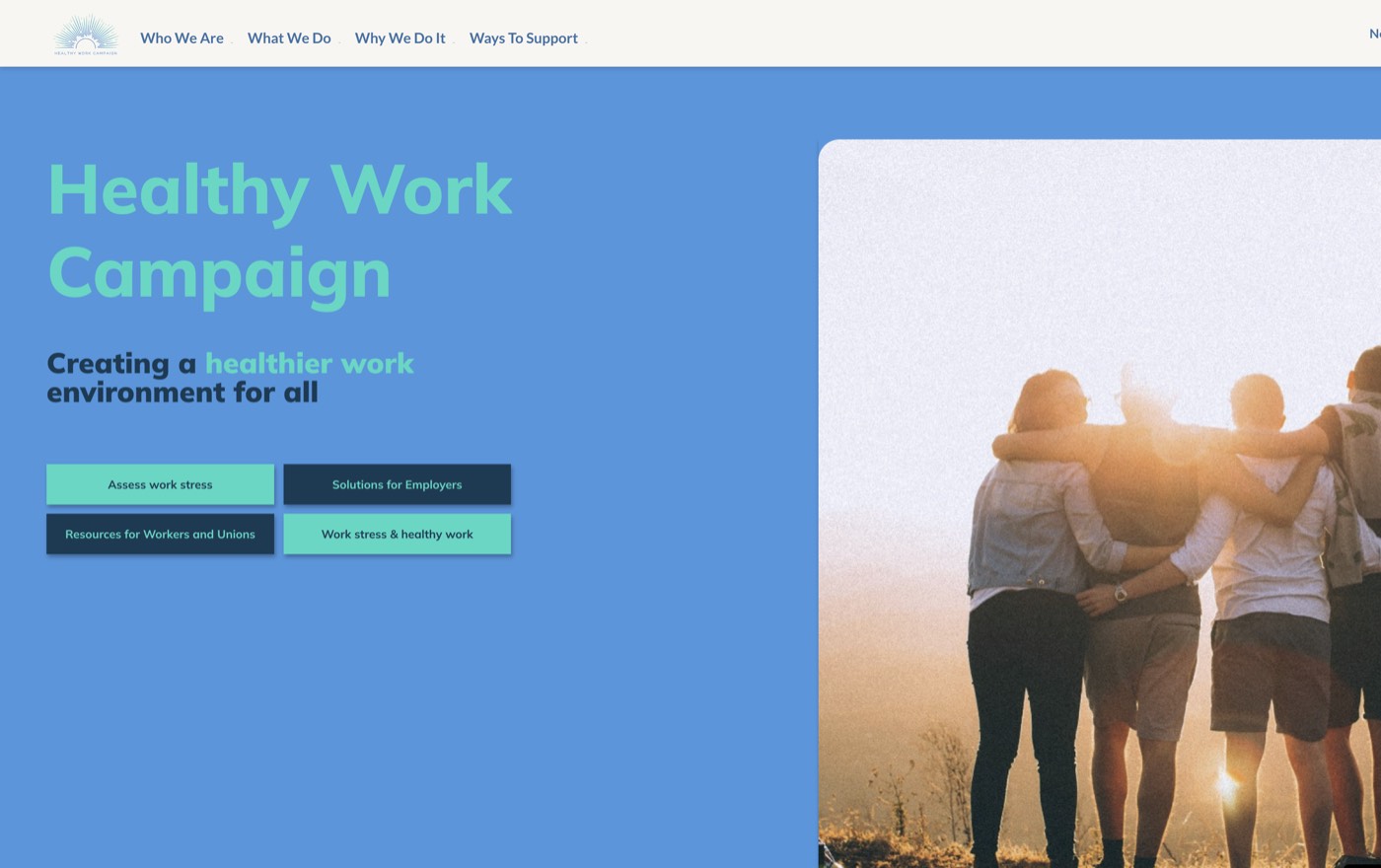 Screenshot of Healthy Work Campaign — public health nonprofit