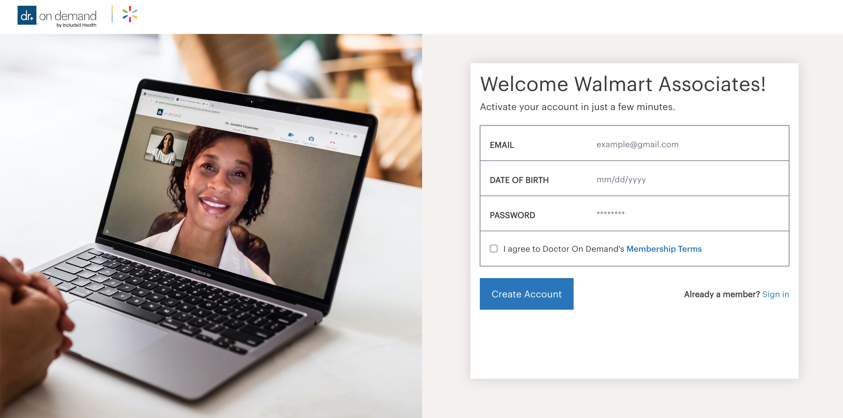 Screenshot of Doctor on Demand — enterprise registrations